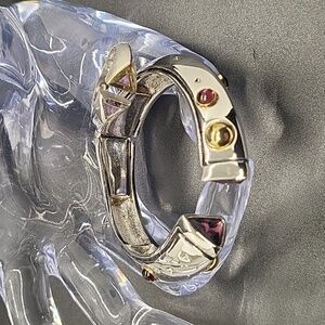 Amethyst hinged bracelet w/ complimentary ring